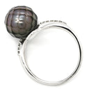 ノンブランド NON BRAND 黒蝶パール ダイヤリング プラチナシルバー Pt900 パール ダイヤモンド リング 指輪 1粒 1P 華真珠 12.5号