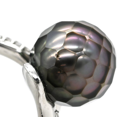 ノンブランド NON BRAND 黒蝶パール ダイヤリング プラチナシルバー Pt900 パール ダイヤモンド リング 指輪 1粒 1P 華真珠 12.5号