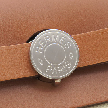 エルメス HERMES エールバッグジップ 31 ベージュ×ゴールド トワルミリタリー ヴァッシュハンター ショルダーバッグ シルバー金具 茶