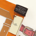 エルメス HERMES カレ90 CARRE クレーム×オレンジキュイ×ブラウン シルク スカーフ 【シュヴォー デシェネ】