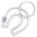 エルメス HERMES フェール ア シュヴァル シルバー×ブルーサフィール ステンレススチール キーホルダー シルバー金具 カラビナ キーリング 蹄鉄