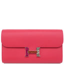 エルメス HERMES コンスタンス トゥーゴー ローズエクストリーム×ローズパープル×エトリュクス×オンブレ ヴォーエプソン クロコダイル リザード 長財布 シルバー金具 ショルダー