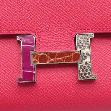 エルメス HERMES コンスタンス トゥーゴー ローズエクストリーム×ローズパープル×エトリュクス×オンブレ ヴォーエプソン クロコダイル リザード 長財布 シルバー金具 ショルダー