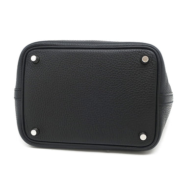 エルメス HERMES ピコタンロック タッチ PM ブラック トリヨンクレマンス アリゲーター ハンドバッグ シルバー金具 黒 クロコ