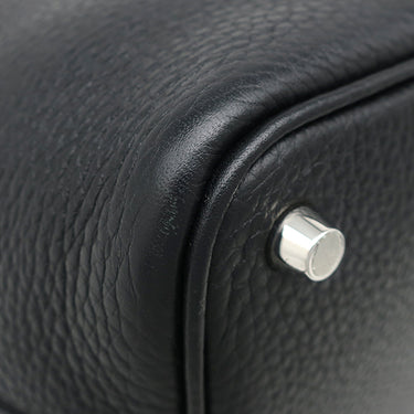 エルメス HERMES ピコタンロック タッチ PM ブラック トリヨンクレマンス アリゲーター ハンドバッグ シルバー金具 黒 クロコ