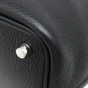 エルメス HERMES ピコタンロック タッチ PM ブラック トリヨンクレマンス アリゲーター ハンドバッグ シルバー金具 黒 クロコ