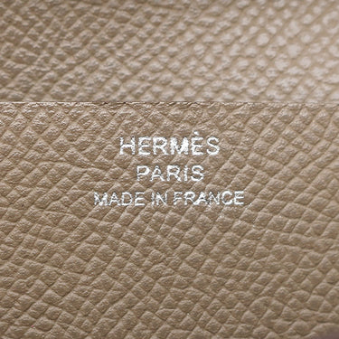 エルメス HERMES ベアンスフレ エトゥープ ヴォーエプソン 長財布 シルバー金具 グレージュ 二つ折り財布