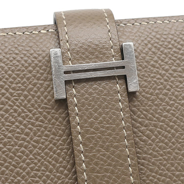 エルメス HERMES ベアンスフレ エトゥープ ヴォーエプソン 長財布 シルバー金具 グレージュ 二つ折り財布