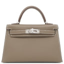 エルメス HERMES ミニケリードゥ 外縫い エトゥープ ヴォーエプソン 2WAYバッグ シルバー金具 グレージュ ハンドバッグ ショルダー