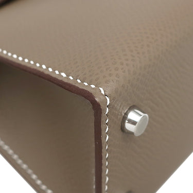 エルメス HERMES ミニケリードゥ 外縫い エトゥープ ヴォーエプソン 2WAYバッグ シルバー金具 グレージュ ハンドバッグ ショルダー