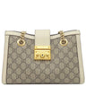 グッチ GUCCI パドロック GG スモール 498156 ベージュ×ホワイト GGスプリームキャンバス レザー ショルダーバッグ ゴールド金具 チェーンショルダー