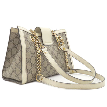 グッチ GUCCI パドロック GG スモール 498156 ベージュ×ホワイト GGスプリームキャンバス レザー ショルダーバッグ ゴールド金具 チェーンショルダー