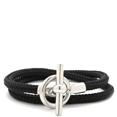 エルメス HERMES グレナン ドゥブルトゥール ブラック ヴォースイフト メタル ブレスレット シルバー金具 黒