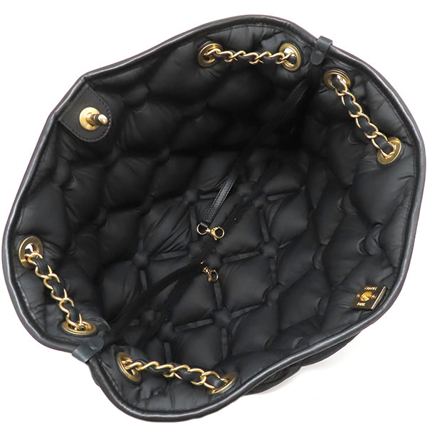 シャネル CHANEL バブルキルト トートバッグ ブラック ラムスキン