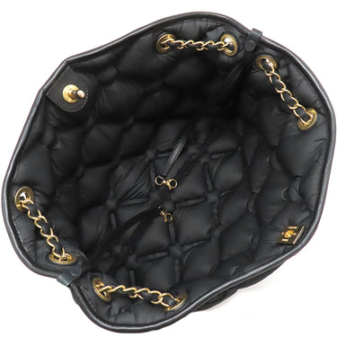 シャネル CHANEL バブルキルト トートバッグ ブラック ラムスキン トートバッグ ゴールド金具 黒 チェーンショルダー ココマーク