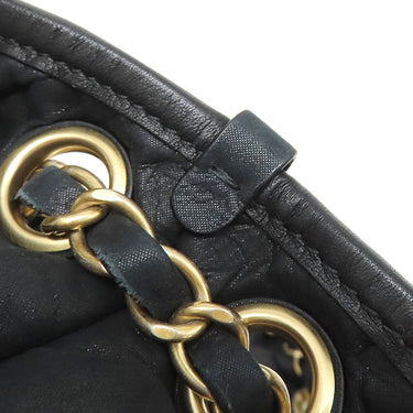 シャネル CHANEL バブルキルト トートバッグ ブラック ラムスキン トートバッグ ゴールド金具 黒 チェーンショルダー ココマーク