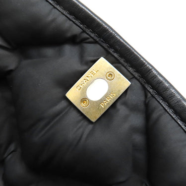 シャネル CHANEL バブルキルト トートバッグ ブラック ラムスキン トートバッグ ゴールド金具 黒 チェーンショルダー ココマーク