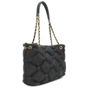 シャネル CHANEL バブルキルト トートバッグ ブラック ラムスキン トートバッグ ゴールド金具 黒 チェーンショルダー ココマーク