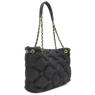 シャネル CHANEL バブルキルト トートバッグ ブラック ラムスキン トートバッグ ゴールド金具 黒 チェーンショルダー ココマーク