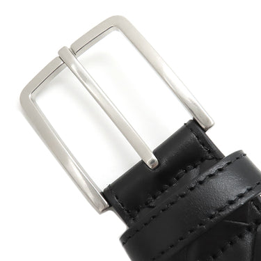 ボッテガヴェネタ BOTTEGA VENETA イントレチャート 609182 ブラック カーフ ベルト シルバー金具 黒