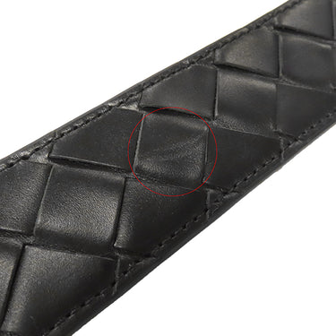ボッテガヴェネタ BOTTEGA VENETA イントレチャート 609182 ブラック カーフ ベルト シルバー金具 黒