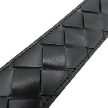 ボッテガヴェネタ BOTTEGA VENETA イントレチャート 609182 ブラック カーフ ベルト シルバー金具 黒