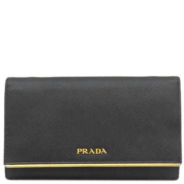 プラダ PRADA サフィアーノ メタル ショルダー ウォレット 1M1437 NERO レザー チェーンウォレット ゴールド金具 黒 SAFFIANO METAL