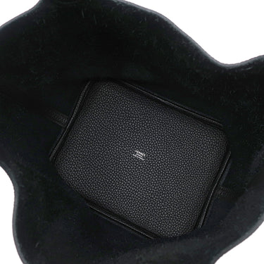 エルメス HERMES ピコタンロック MM ブラック トリヨンクレマンス ハンドバッグ シルバー金具 黒