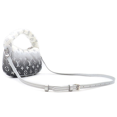 ルイヴィトン LOUIS VUITTON SKI ミニムーン M11896 フロスト ポリエステル レザー 2WAYバッグ シルバー金具 グラデーション 黒 白 グレー