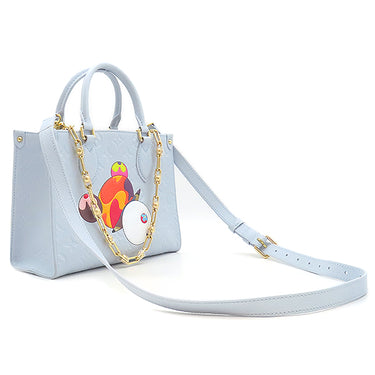 ルイヴィトン LOUIS VUITTON LV × TM オンザゴー PM M13836 ウォッシュドブルー モノグラムアンプラント 2WAYバッグ ゴールド金具 水色 パンダ 村上隆