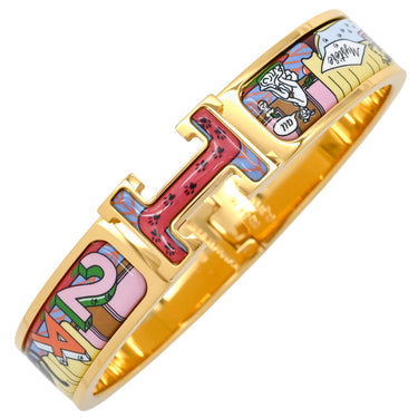 エルメス HERMES クリックH PM 24番地のミステリー マルチカラーXゴールド GP エナメル ブレスレット Hブレス バングル