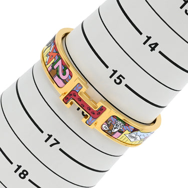 エルメス HERMES クリックH PM 24番地のミステリー マルチカラーXゴールド GP エナメル ブレスレット Hブレス バングル