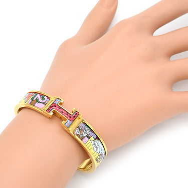 エルメス HERMES クリックH PM 24番地のミステリー マルチカラーXゴールド GP エナメル ブレスレット Hブレス バングル