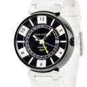 腕時計 ルイヴィトン LOUIS VUITTON タンブール インブラック GMT Q113K 自動巻き メンズ 黒 PVD デイト 2タイムゾーン表示