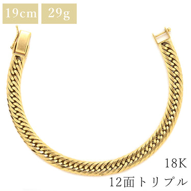 喜平 KIHEI K18 18金 19.6cm 29.7g 12面 トリプル イエローゴールド K18YG ブレスレット 造幣局検定マーク ショッピングローン対応していません