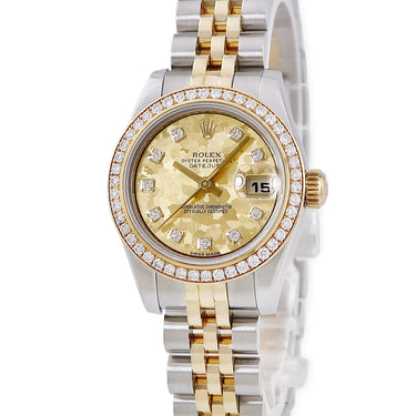 腕時計 ロレックス ROLEX デイトジャスト 179383G G番 自動巻き レディース OH済 G番 K18YG×SS コンビ 純正ダイヤ ラウンド