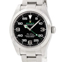 腕時計 ロレックス ROLEX エアキング 116900 ランダム番 自動巻き メンズ ランダム番 黒 緑 ベンツ針 ブラックアウト アラビア