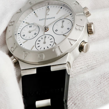 腕時計 ブルガリ BVLGARI ディアゴノ ラトラパンテ クロノグラフ CH40PL 自動巻き メンズ Pt950無垢 スモールセコンド ホワイト