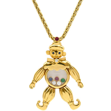 ショパール CHOPARD ピエロ ペンダント イエローゴールド K18YG ダイヤモンド カラーストーン ネックレス 750YG 18K 5石 ムービング