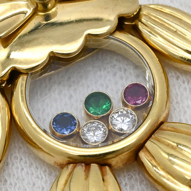 ショパール CHOPARD ピエロ ペンダント イエローゴールド K18YG ダイヤモンド カラーストーン ネックレス 750YG 18K 5石 ムービング