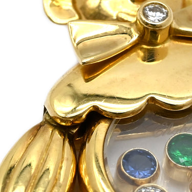 ショパール CHOPARD ピエロ ペンダント イエローゴールド K18YG ダイヤモンド カラーストーン ネックレス 750YG 18K 5石 ムービング