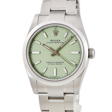 腕時計 ロレックス ROLEX オイスター パーペチュアル 34 124200 自動巻き レディース 新品同様 ランダム番 ピスタチオ