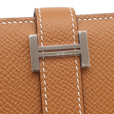 エルメス HERMES ベアンスフレ ゴールド ヴォーエプソン 長財布 シルバー金具 新品 未使用 茶 二つ折り財布