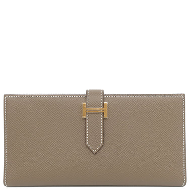 エルメス HERMES ベアンスフレ エトゥープ ヴォーエプソン 長財布 ゴールド金具 新品 未使用 グレージュ 二つ折り財布