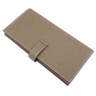 エルメス HERMES ベアンスフレ エトゥープ ヴォーエプソン 長財布 ゴールド金具 新品 未使用 グレージュ 二つ折り財布