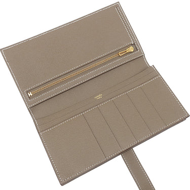 エルメス HERMES ベアンスフレ エトゥープ ヴォーエプソン 長財布 ゴールド金具 新品 未使用 グレージュ 二つ折り財布