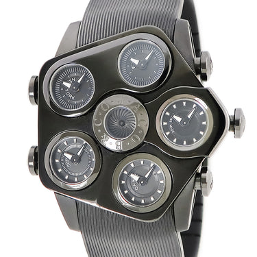 腕時計 ジェイコブ JACOB グランド JC-GR5-18 クオーツ メンズ PVD加工SS 五角形 ジェット機タービンエンジン 黒 GMT