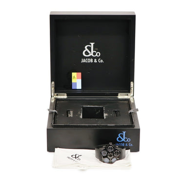 腕時計 ジェイコブ JACOB グランド JC-GR5-18 クオーツ メンズ PVD加工SS 五角形 ジェット機タービンエンジン 黒 GMT