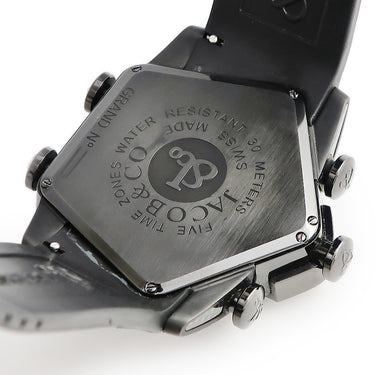 腕時計 ジェイコブ JACOB グランド JC-GR5-18 クオーツ メンズ PVD加工SS 五角形 ジェット機タービンエンジン 黒 GMT