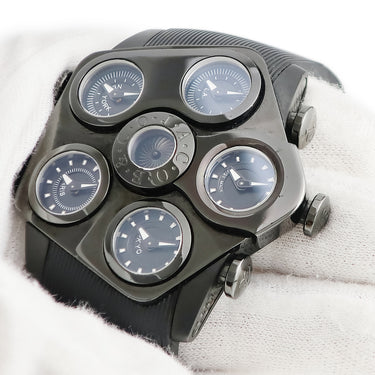 腕時計 ジェイコブ JACOB グランド JC-GR5-18 クオーツ メンズ PVD加工SS 五角形 ジェット機タービンエンジン 黒 GMT